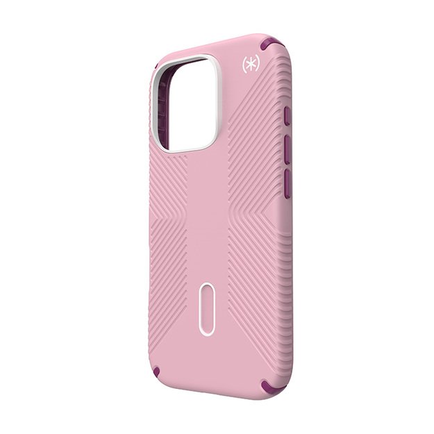 Speck Presidio2 Grip ClickLock & MagSafe – dėklas, skirtas iPhone 16 Pro (trečiadienio rožinė / Boysenberry violetinė / balta)