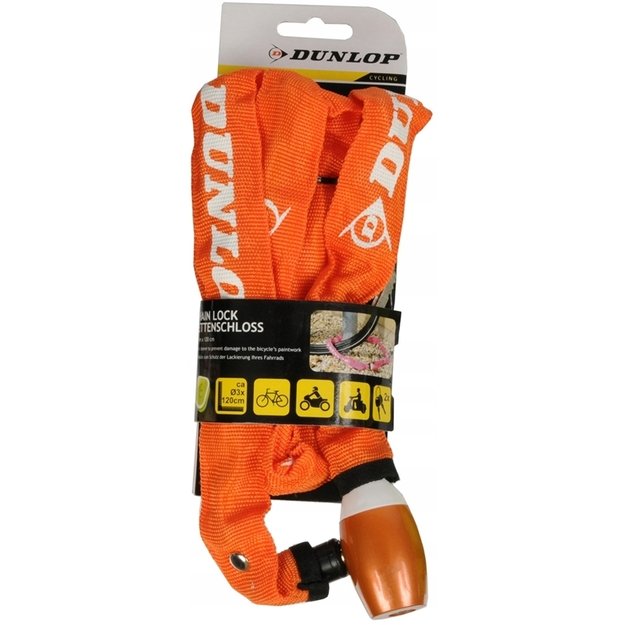 Dunlop – dviračio grandinės užraktas 120 cm (oranžinė)