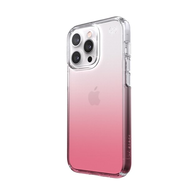 Speck Presidio Perfect-Clear + Ombre – iPhone 13 Pro dėklas su MICROBAN danga (Clear/Vintage Rose)