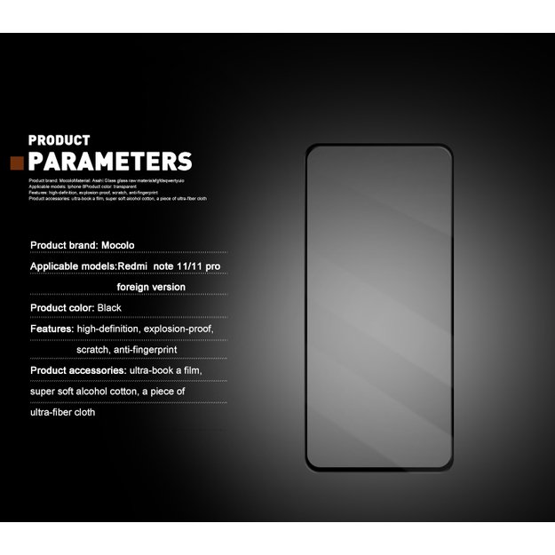 „Mocolo 2.5D Full Glue Glass“ – apsauginis stiklas, skirtas „Xiaomi Redmi Note 11 Pro“ / „Note 11 Pro Plus“ 