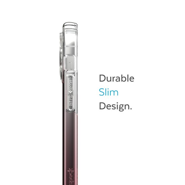 Speck Clear Presidio Perfect-Clear + Ombre – „iPhone 14 Pro Max“ skirtas dėklas su „MICROBAN“ („Clear / Vintage Rose Fade“)