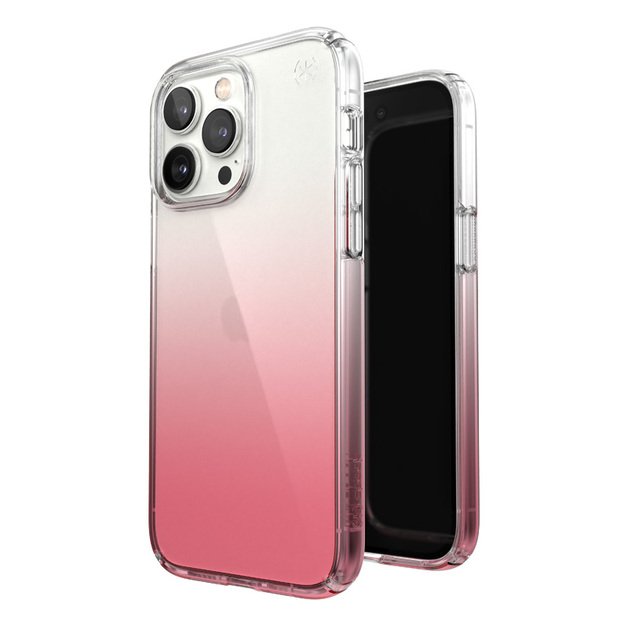 Speck Clear Presidio Perfect-Clear + Ombre – „iPhone 14 Pro Max“ skirtas dėklas su „MICROBAN“ („Clear / Vintage Rose Fade“)