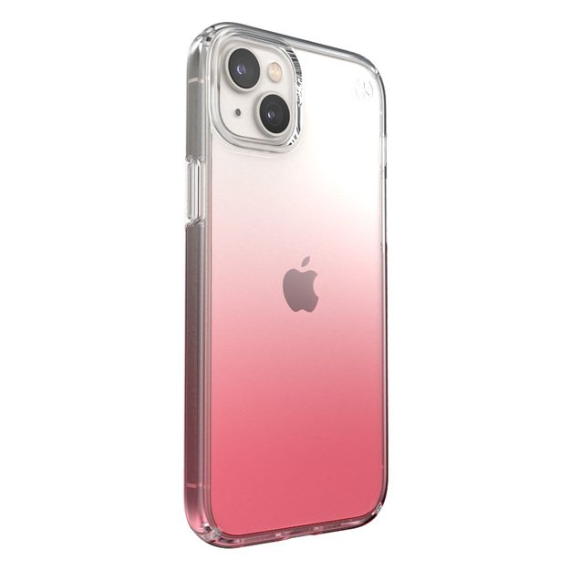 Speck Presidio Perfect-Clear + Ombre – iPhone 15 Plus / 14 Plus dėklas su MICROBAN (Clear / Vintage Rose Fade)