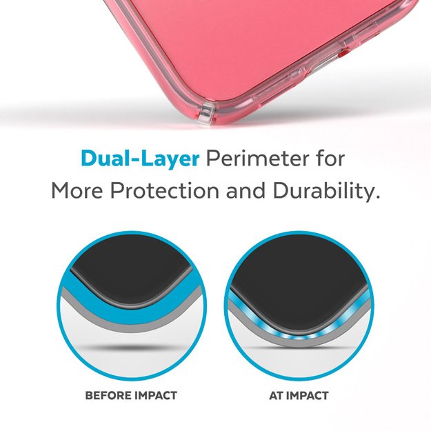 Speck Presidio Perfect-Clear + Ombre – iPhone 15 Plus / 14 Plus dėklas su MICROBAN (Clear / Vintage Rose Fade)