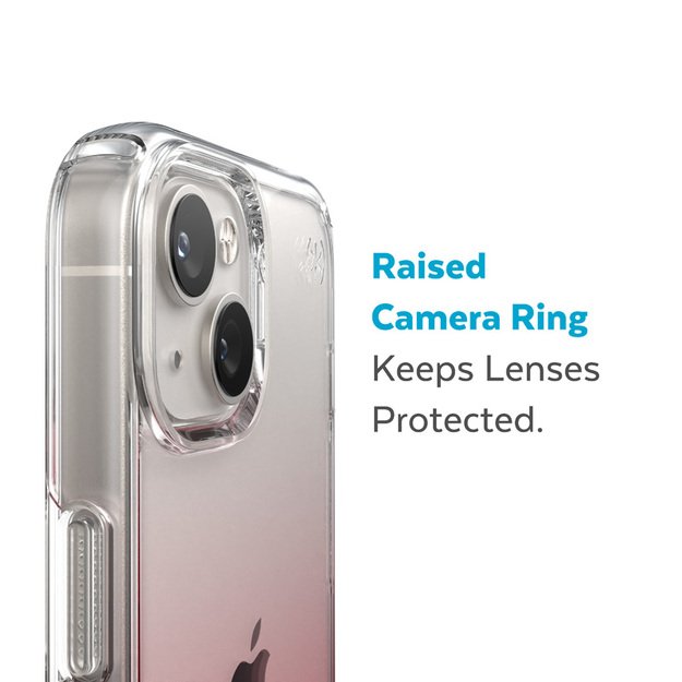 Speck Presidio Perfect-Clear + Ombre – iPhone 15 Plus / 14 Plus dėklas su MICROBAN (Clear / Vintage Rose Fade)