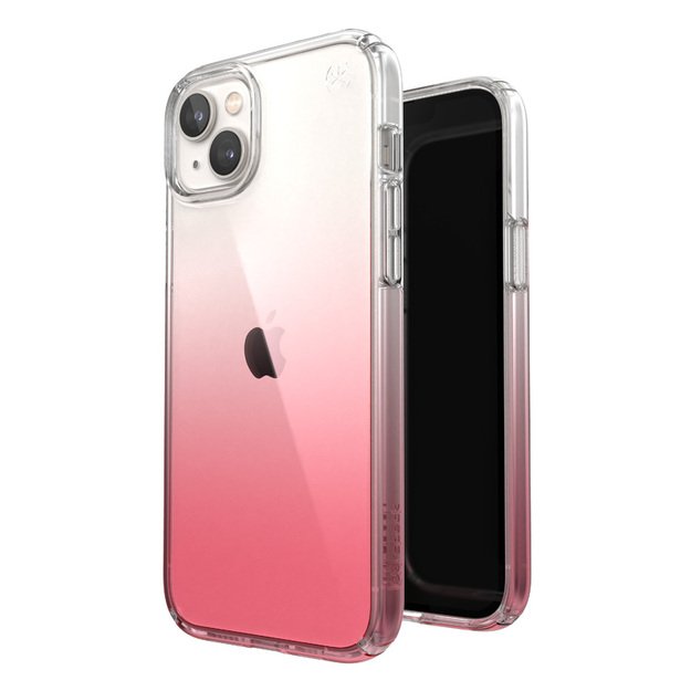 Speck Presidio Perfect-Clear + Ombre – iPhone 15 Plus / 14 Plus dėklas su MICROBAN (Clear / Vintage Rose Fade)