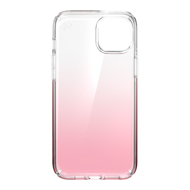 Speck Presidio Perfect-Clear + Ombre – iPhone 15 Plus / 14 Plus dėklas su MICROBAN (Clear / Vintage Rose Fade)