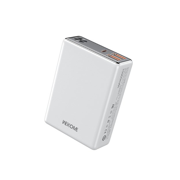 WEKOME WP-27 atspalvių serija – maitinimo blokas 10 000 mAh itin greitas įkrovimas USB-C PD 20W + 2x USB-A QC3.0 22.5W (balta)